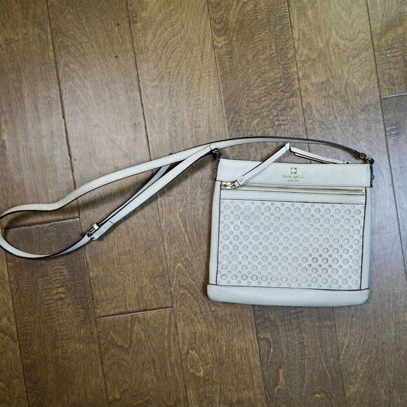 Kate Spade Cream Perri Lane Bubbles Perforated Leather Reidy Crossbody Bag - Picture 8 of 8